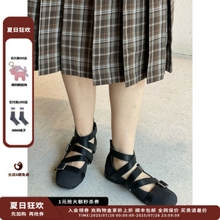 YY25SS皮革交叉帶手提包芭蕾平底鞋 新品 設(shè)計(jì)師品牌OPEN JULY
