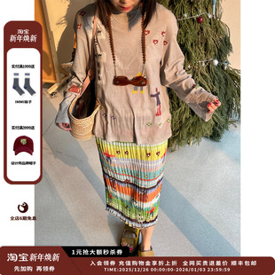 SENTENCE 设计师品牌SHORT 25SS褶皱双层雪纺印花半裙 现货