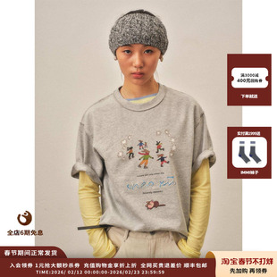 【现货】设计师品牌shao xii 25AW滑冰小兔与打盹小猫印花T恤JULY