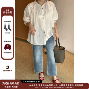 衬衫 25PS休闲棉质圆领七分袖 设计师品牌SESSUN JULY 新品