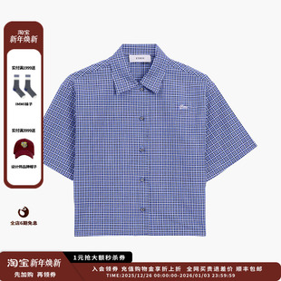 25AW蓝色格纹短袖 设计师品牌ETHOR 衬衣JULY 现货