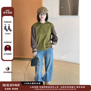 25PF 设计师品牌UHOOWU 衬衫 袖 T恤JULY 拼接长袖 现货