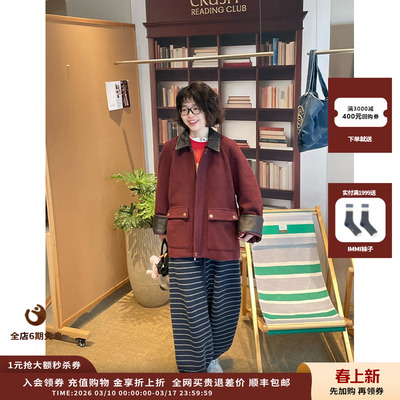 毛呢翻领工装宽松夹克