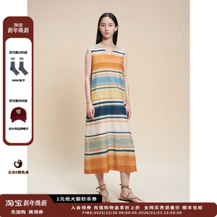 25AW印花丝棉无袖 设计师品牌WHM V领连衣裙JULY 现货