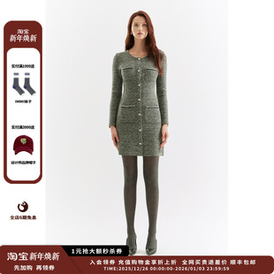 Collection 设计师品牌Crush 25AW人字纹圆领连衣裙JULY 现货