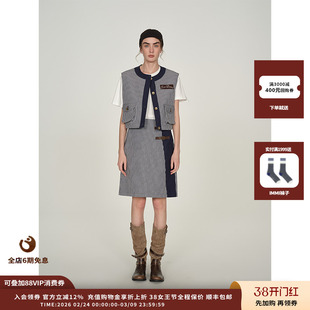 【现货】设计师品牌ICE DUST 25PF拼色格纹直身短马甲JULY