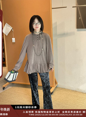 【现货】设计师品牌OIIORIRI 25AW 复古花纹印花微喇阔腿裤JULY