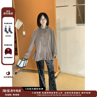 复古花纹印花微喇阔腿裤 25AW 设计师品牌OIIORIRI JULY 现货