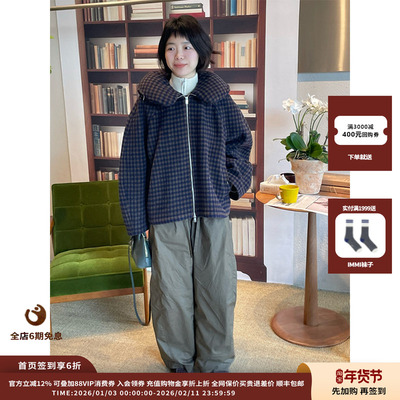 IMMI25AW格纹羊绒呢飞行枕领夹克