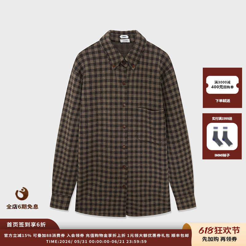 【现货】设计师品牌IMMI25AW格纹羊毛衬衫式外套MWEFWKST0900X
