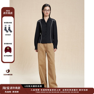 羊毛薄呢钩针拼接衬衫 25AW 设计师品牌WHM JULY 现货