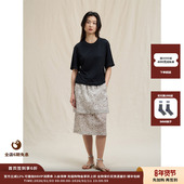 设计师品牌WHM 新品 25SS立体印花薄棉布抽褶双层半裙短裙JULY