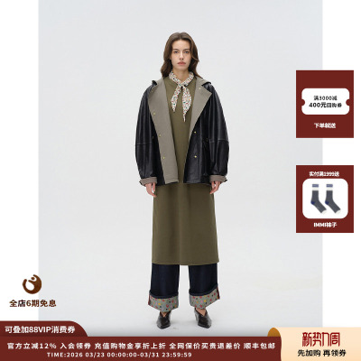 设计师品牌ASYUS25PF撞色皮外套