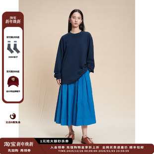 25AW靛蓝染针织布宽松长袖 设计师品牌WHM T恤JULY 现货