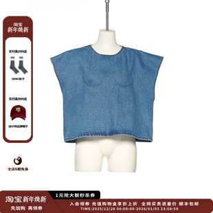 牛仔上衣 25PS现货尖头无袖 设计师品牌pushBUTTON JULY 现货