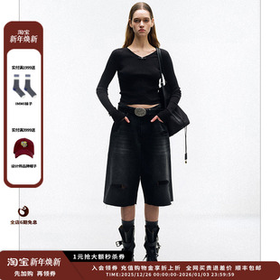 25SS 设计师品牌ETHOR 做旧V领口针织上衣JULY 现货