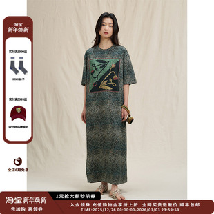 25SS印花针织布T恤式 设计师品牌WHM 连衣裙JULY 现货