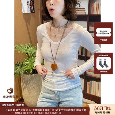 AmericanVintageV领长袖T恤