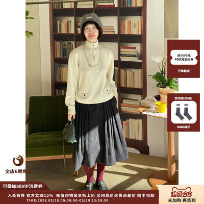 羊绒半开襟套头衫