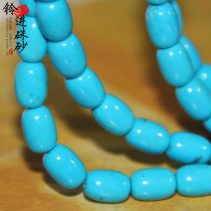 绿松石蓝松石桶珠diy散珠藏式佛珠配饰手工饰品配件