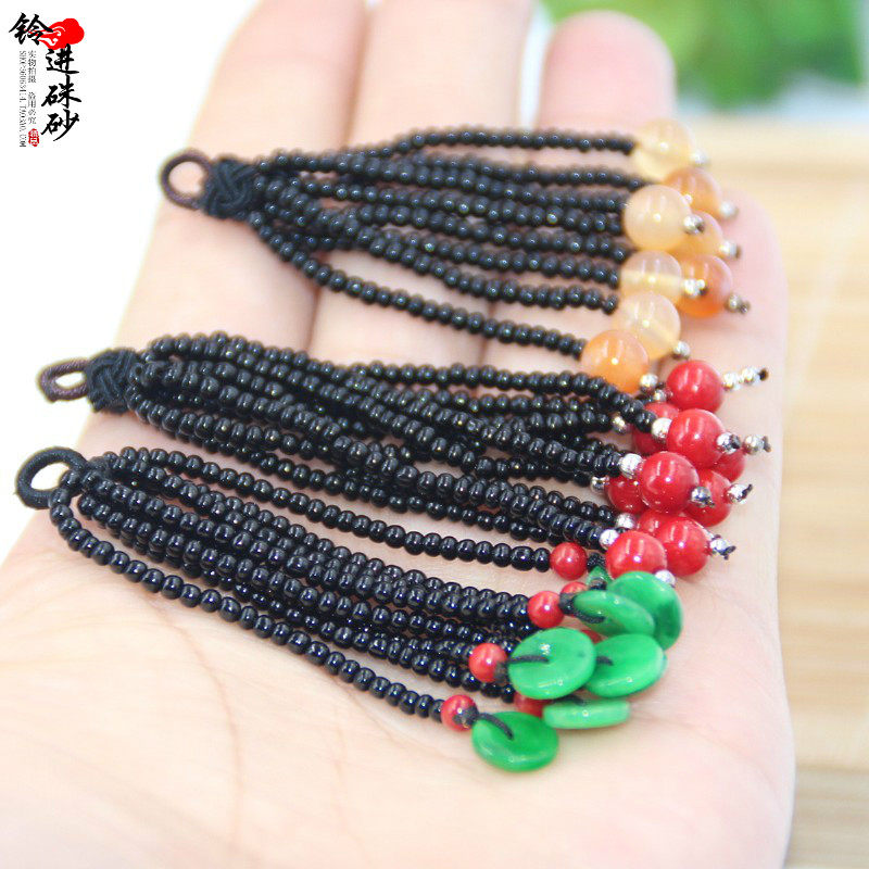 青金石流苏干青穗子扣碎片水滴加线圈长流苏DIY手链项链挂饰配件