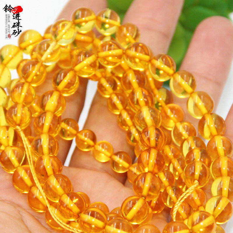 diy天然琥珀原石金绞蜜散珠