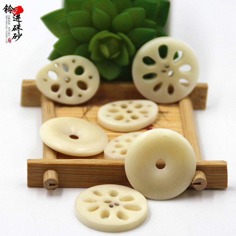 手工打磨象牙果藕片平安扣吊坠星月 菩提根佛珠手串配饰背云卡子