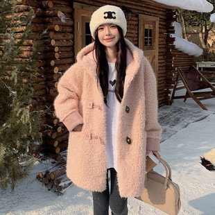 6855P215K318 甜美减龄连帽皮毛一体外套2C135 现货2025年冬装 新款