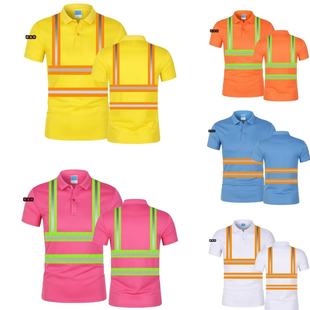 速干面料建筑施工道路环卫安全服工地服反光现货夏装 T恤