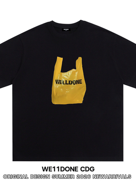 WE11DONE CDG小众潮牌休闲购物袋印花男女情侣高街宽松短袖T恤夏