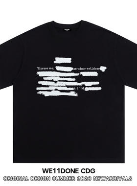 WE11DONE CDG小众潮牌美式高街WELLDONE重磅宽松纯棉短袖T恤男女