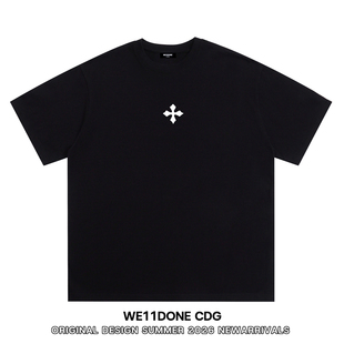 WE11DONE CDG王嘉尔同款十字架印花男女情侣重磅纯棉宽松短袖T恤