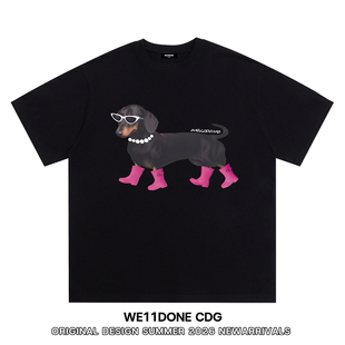 WE11DONE T恤 CDG小众潮牌WELLDONE小狗印花男女重磅宽松纯棉短袖