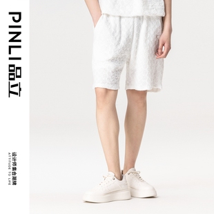 肌理提花休闲直筒五分裤 男短裤 B232117009 新款 PINLI品立2023夏季