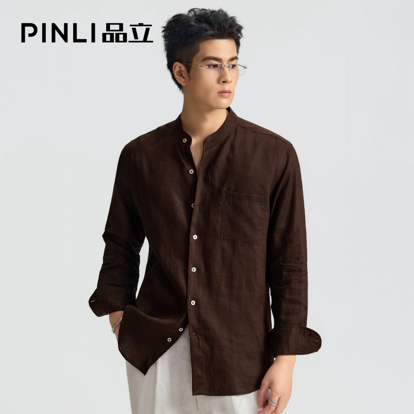PINLI品立「100%雨露亚麻」衬衣图片