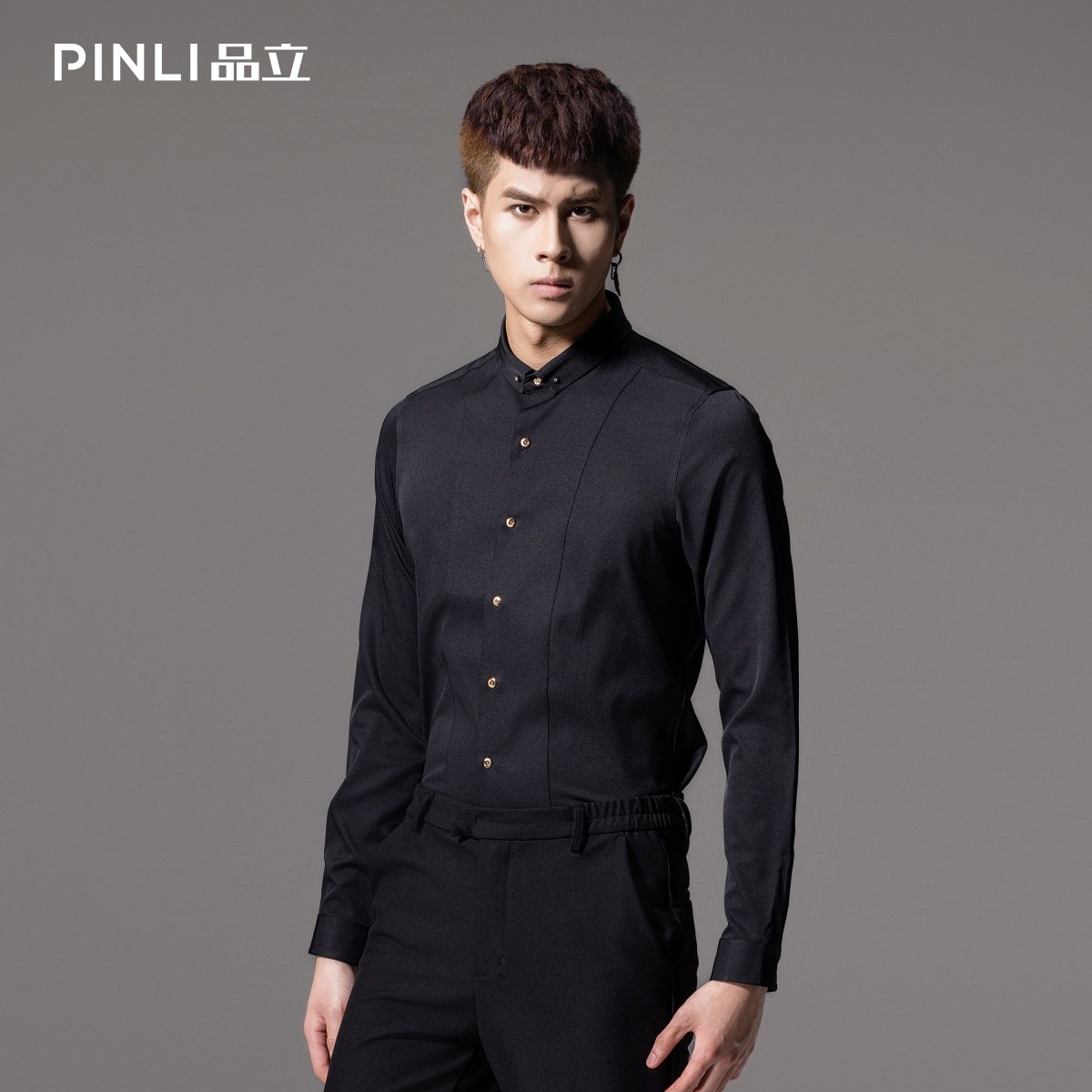PINLI品立长袖免烫抗皱纯色衬衫图片