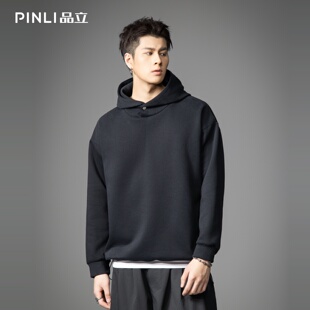 潮牌宽松纯色连帽落肩袖 男士 套头卫衣上衣 新款 PINLI品立2026春季