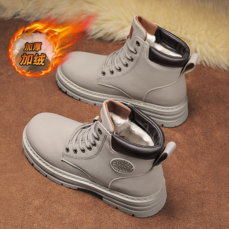 HIGH-TOP MARTIN BOOTS MENS WINTER FLEECE THICKENED WARM SNOW COTTON SHOES MENS WORKWEAR BIG SCALP BOOTS ARE NON-SLIP AND WATERPROOF