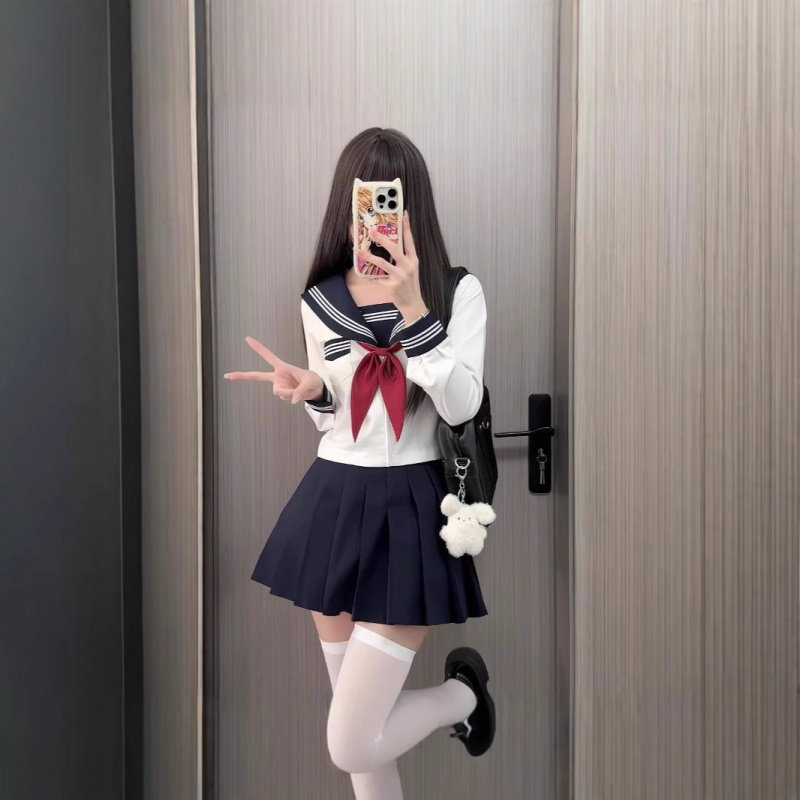 日系绀领白三本基础款水手装正版