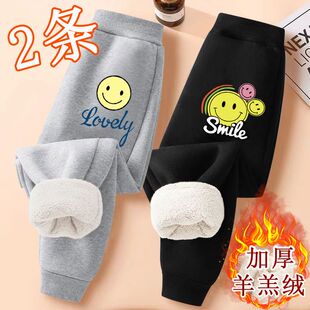 男女童冬季加绒裤子儿童加厚一体绒羊羔绒卫裤宝宝厚绒保暖休闲裤