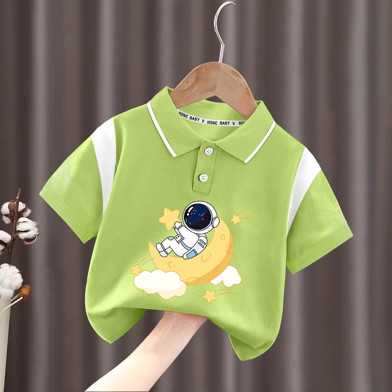 男童POLO衫短袖儿童夏季纯棉T恤上衣学院风宝宝休闲绿色小童夏装5