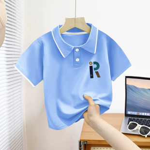 polo衫 儿童薄款 男童短袖 新款 T恤 休闲翻领运动半袖 t恤宝宝洋气夏款