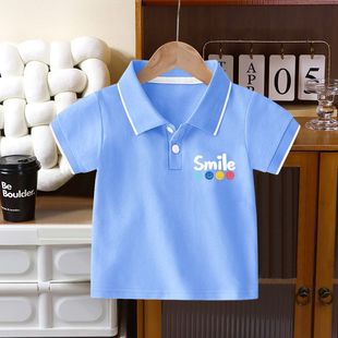 短袖 T恤夏季 男女童宝宝百搭翻领白色polo衫 休闲中小儿童上衣童装