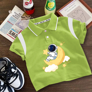 t恤宽松大童半袖 男童polo衫 儿童夏季 短袖 帅气男孩上衣潮 2025新款