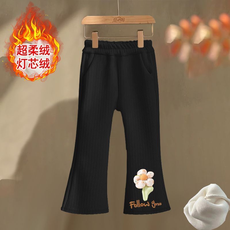 女童裤子秋冬款2025新款洋气女孩休闲裤儿童加绒加厚灯芯绒裤冬装