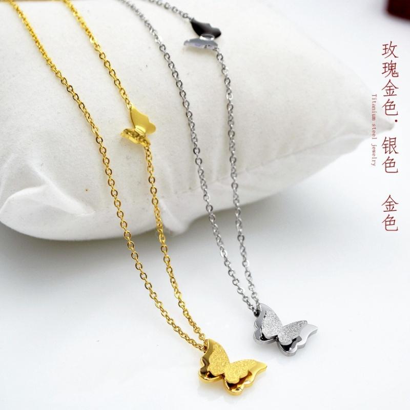 立体磨砂韩版短款网红锁骨链钛钢