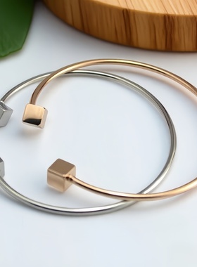 欧美时尚方块18K玫瑰金手镯