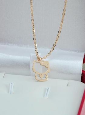 可爱Kitty猫咪玫瑰金项链不掉色