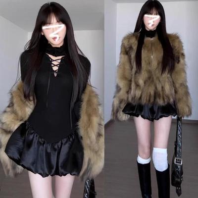 法式黑色长袖连衣裙子女夏季高级感气质公主蓬蓬裙收腰小个子短裙