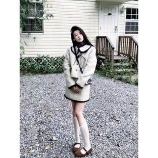 小香风毛呢短裙套装女秋冬装韩系女主氛围感穿搭富家千金风两件套